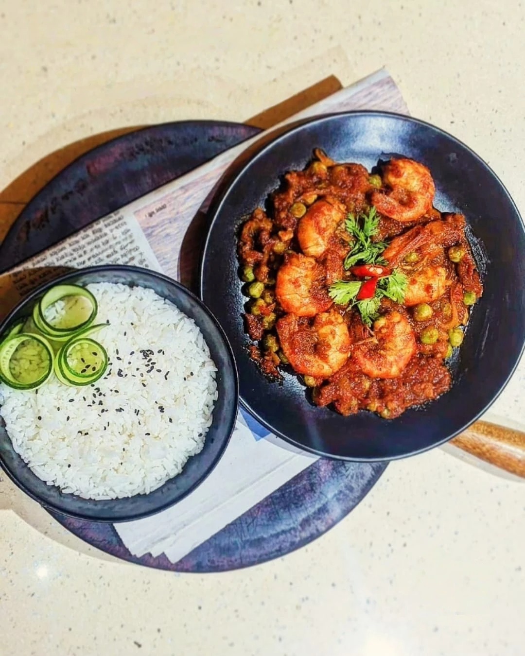 Prawn Sambal with Steamed Rice